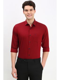Allen Solly - Men Maroon Slim Fit Solid Full Sleeves Formal Shirt