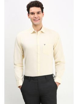 Allen Solly - Men Yellow Slim Fit Textured Full Sleeves Formal Shirt