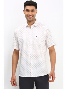 Allen Solly - Men White Slim Fit Print Half Sleeves Casual Shirt