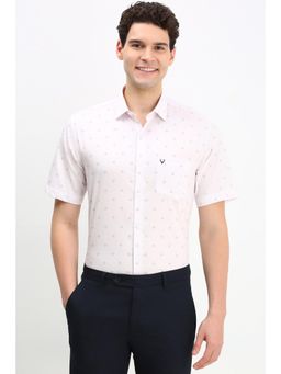 Allen Solly - Men Pink Slim Fit Print Half Sleeves Formal Shirt