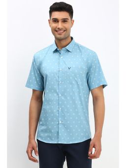 Allen Solly - Men Blue Slim Fit Print Half Sleeves Casual Shirt