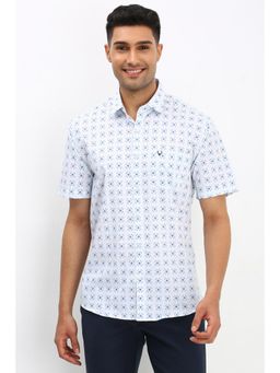Allen Solly - Men White Slim Fit Print Half Sleeves Casual Shirt