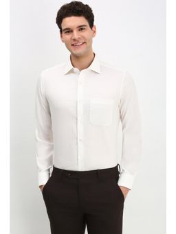 Allen Solly - Men Cream Regular Fit Textured Full Sleeves Formal Shirt
