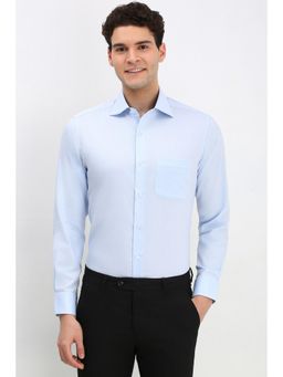 Allen Solly - Men Blue Regular Fit Textured Full Sleeves Formal Shirt