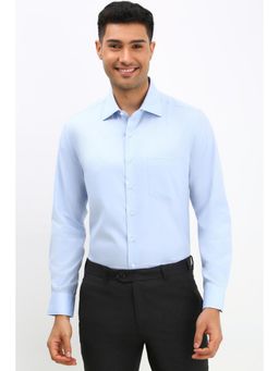 Allen Solly - Men Blue Slim Fit Textured Full Sleeves Formal Shirt