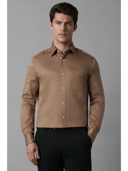 Louis Philippe - Men Brown Regular Fit Solid Full Sleeves Formal Shirt