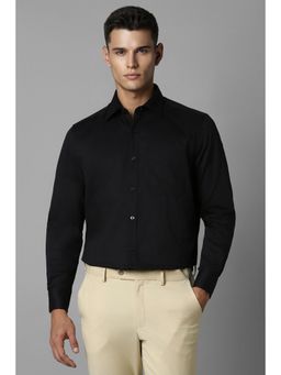 Louis Philippe - Men Black Regular Fit Solid Full Sleeves Formal Shirt