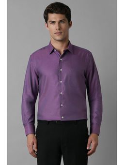 Louis Philippe - Men Purple Slim Fit Textured Full Sleeves Casual Shirt