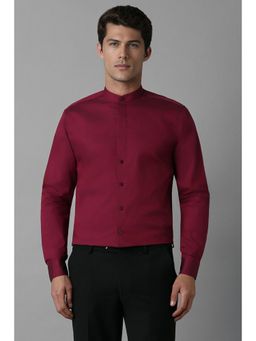 Louis Philippe - Men Maroon Slim Fit Textured Full Sleeves Casual Shirt