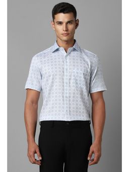 Louis Philippe - Men White Regular Fit Print Half Sleeves Casual Shirt