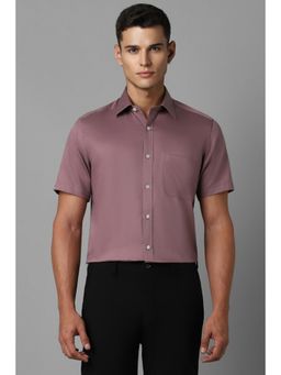 Louis Philippe - Men Mauve Regular Fit Solid Half Sleeves Formal Shirt