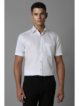 Louis Philippe - Men White Regular Fit Solid Half Sleeves Formal Shirt