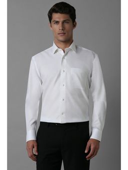 Louis Philippe - Men White Regular Fit Textured Full Sleeves Formal Shirt