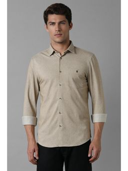 Louis Philippe - Men Beige Regular Fit Print Full Sleeves Casual Shirt