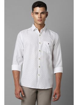 Louis Philippe - Men White Slim Fit Print Full Sleeves Casual Shirt