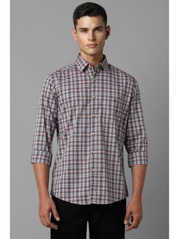 Louis Philippe - Men Brown Slim Fit Check Full Sleeves Casual Shirt