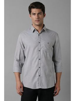 Louis Philippe - Men Grey Slim Fit Print Full Sleeves Casual Shirt