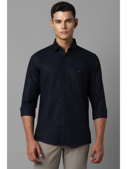 Louis Philippe - Men Navy Blue Slim Fit Print Full Sleeves Casual Shirt