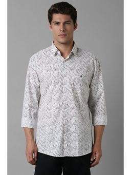 Louis Philippe - Men Grey Slim Fit Print Full Sleeves Casual Shirt