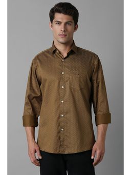 Louis Philippe - Men Brown Slim Fit Print Full Sleeves Casual Shirt
