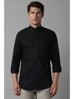 Louis Philippe - Men Black Slim Fit Solid Full Sleeves Casual Shirt