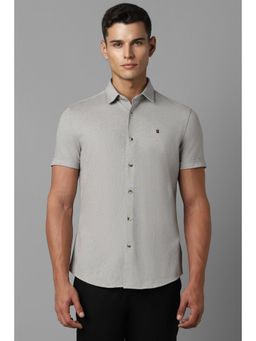 Louis Philippe - Men Grey Regular Fit Print Half Sleeves Casual Shirt