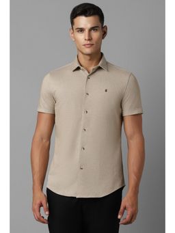 Louis Philippe - Men Beige Regular Fit Print Half Sleeves Casual Shirt