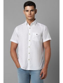 Louis Philippe - Men White Slim Fit Print Half Sleeves Casual Shirt