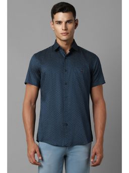 Louis Philippe - Men Teal Slim Fit Print Half Sleeves Casual Shirt
