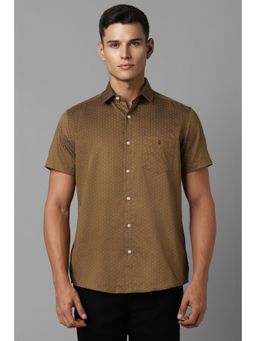 Louis Philippe - Men Brown Slim Fit Print Half Sleeves Casual Shirt