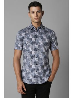 Louis Philippe - Men Grey Slim Fit Floral Print Half Sleeves Casual Shirt