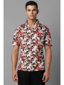 Louis Philippe - Men White Slim Fit Floral Print Half Sleeves Casual Shirt