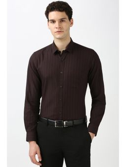 Peter England - Men Brown Slim Fit Stripe Shirt