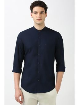 Peter England - Men Navy Blue Slim Fit Solid Shirt