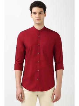 Peter England - Men Maroon Slim Fit Solid Shirt
