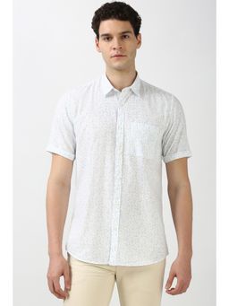 Peter England - Men White Slim Fit Print Shirt