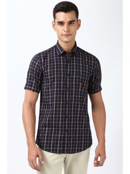 Peter England - Men Navy Blue Slim Fit Print Shirt