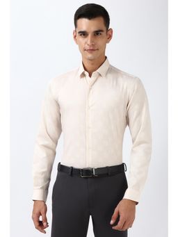 Peter England - Men Beige Slim Fit Formal Shirt