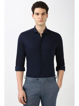 Peter England - Men Navy Blue Super Slim Fit Formal Shirt