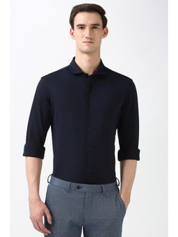 Peter England - Men Navy Blue Super Slim Fit Formal Shirt