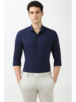 Peter England - Men Navy Blue Super Slim Fit Formal Shirt