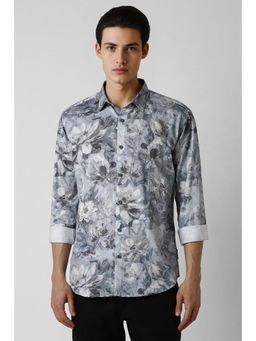 Van Heusen - Men Grey Slim Fit Floral Print Full Sleeves Party Shirt