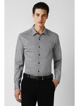 Van Heusen - Men Grey Slim Fit Print Full Sleeves Party Shirt