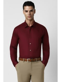Van Heusen - Men Maroon Slim Fit Print Full Sleeves Party Shirt