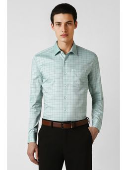Van Heusen - Men Green Slim Fit Check Full Sleeves Formal Shirt