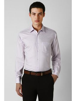 Van Heusen - Men Lavender Regular Fit Check Full Sleeves Formal Shirt
