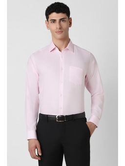 Van Heusen - Men Pink Regular Fit Dots Full Sleeves Formal Shirt