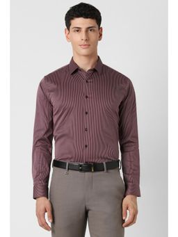 Van Heusen - Men Maroon Slim Fit Stripe Full Sleeves Formal Shirt