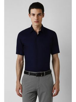 Van Heusen - Men Navy Blue Regular Fit Solid Half Sleeves Wedding Shirt