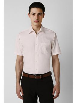Van Heusen - Men Peach Regular Fit Solid Half Sleeves Formal Shirt